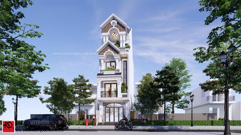 Thiết kế nhà Phan Thiết, Xây nhà trọn gói Phan Thiết, Thi công nhà trọn gói Phan Thiết, Thiết kế Thi công nội thất Phan Thiết Bình Thuận, Công ty Xây dựng Bình Thuận, Thiết kế nhà Bình Thuận, Xây nhà trọn gói Bình Thuận. Say đắm với mẫu nhà phố 4 tầng mang phong cách Tân cổ điển